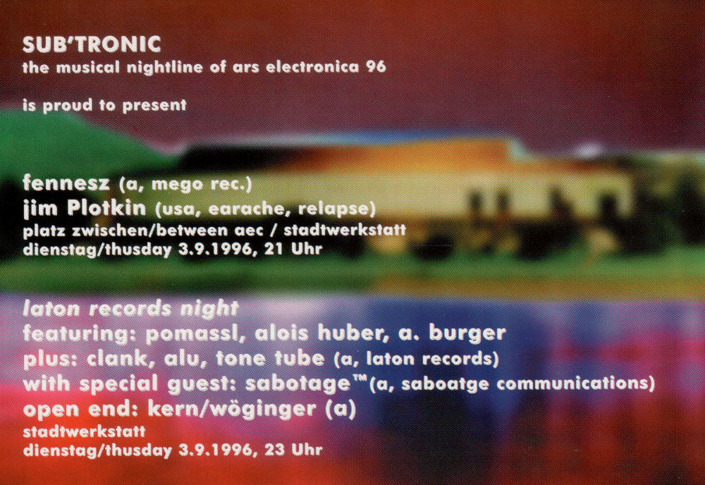 Curator: Ars Electronica: Subtronic 1996