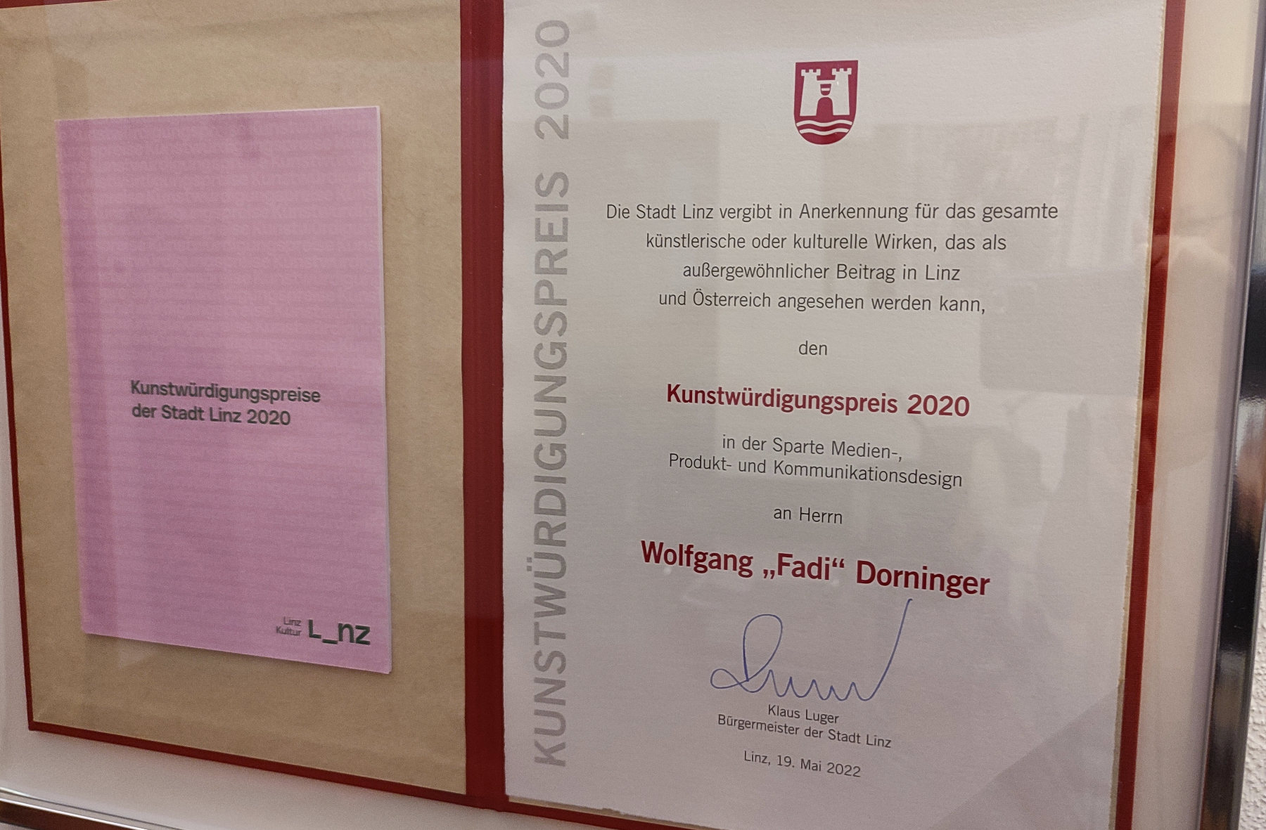 Award: Kulturpreisträger 2020 der Stadt Linz