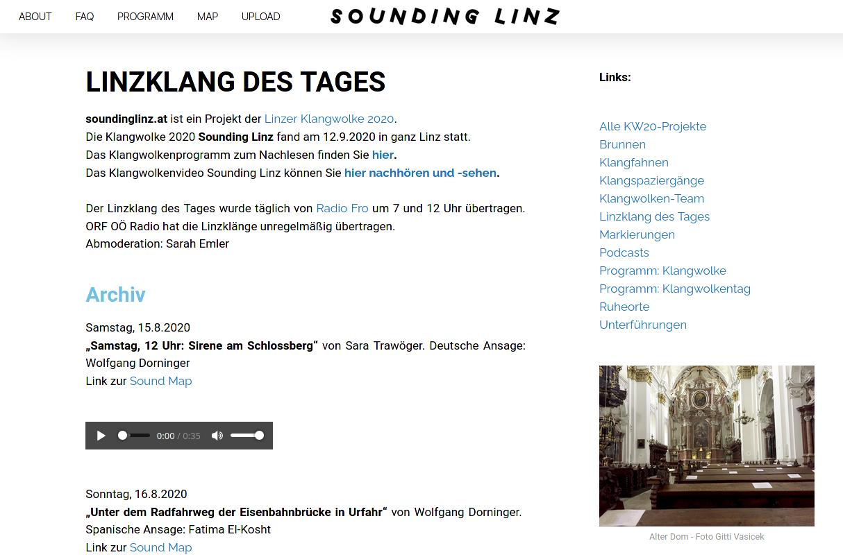Radio: Linzklang des Tages - Sounding Linz - 15.8. - 12.9.2020
